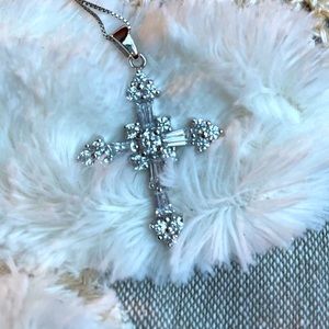Sparkly CZ cross necklace - 925 silver